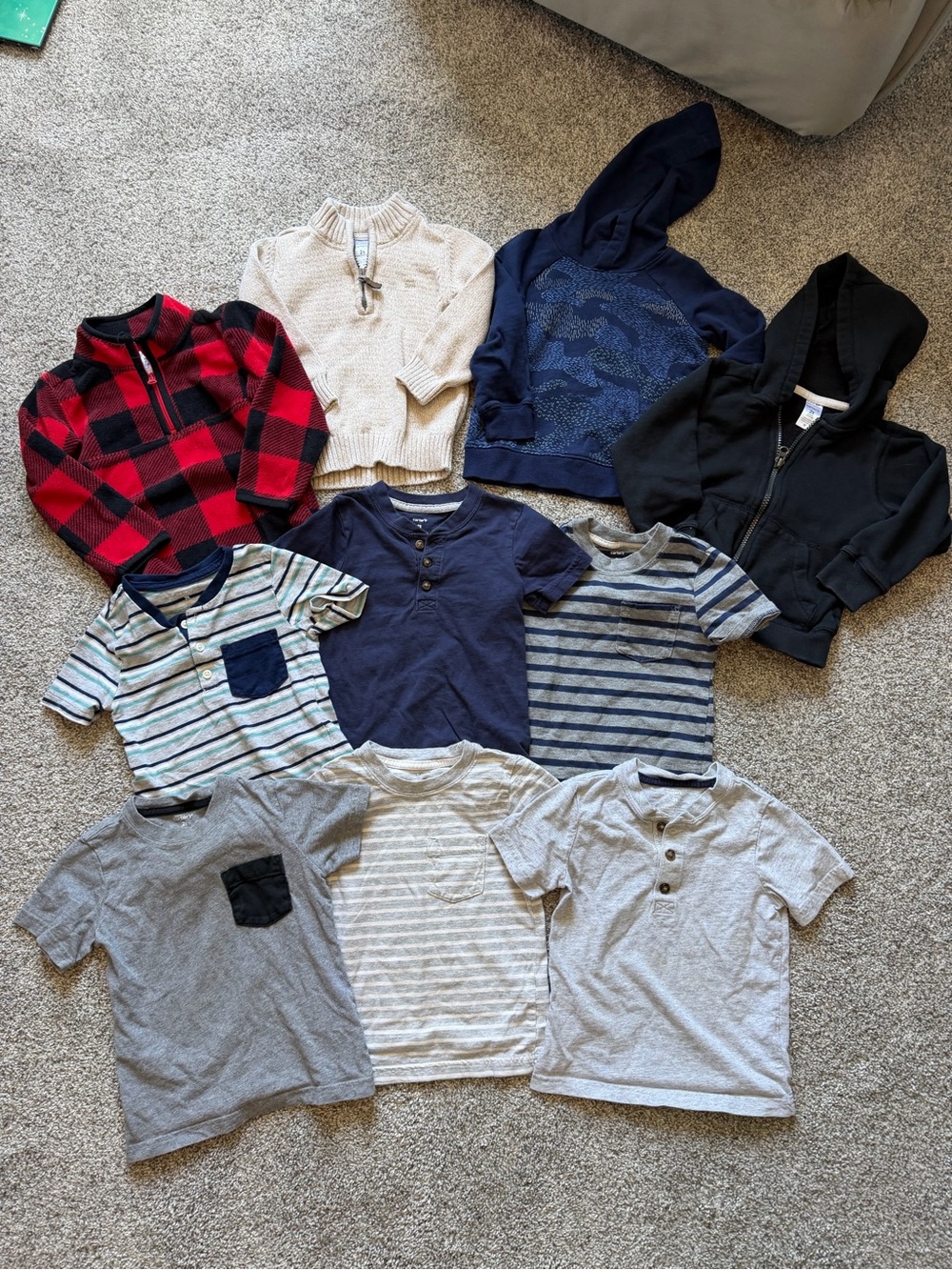 Carter's Boys 2T Mixed Tops Bundle - Navy, Gray, Red, Cream, Black